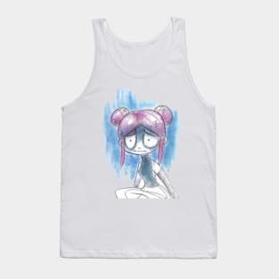 Anxious Girl with Space Buns Tank Top